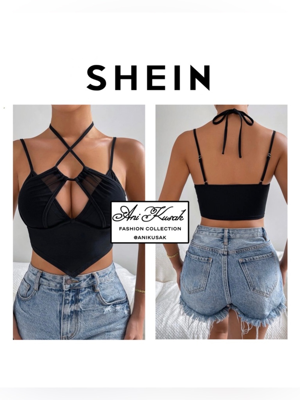SHEIN Cut Out Front Tie Back Halter Top